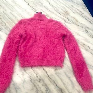 Hot pink fuzzy turtle neck